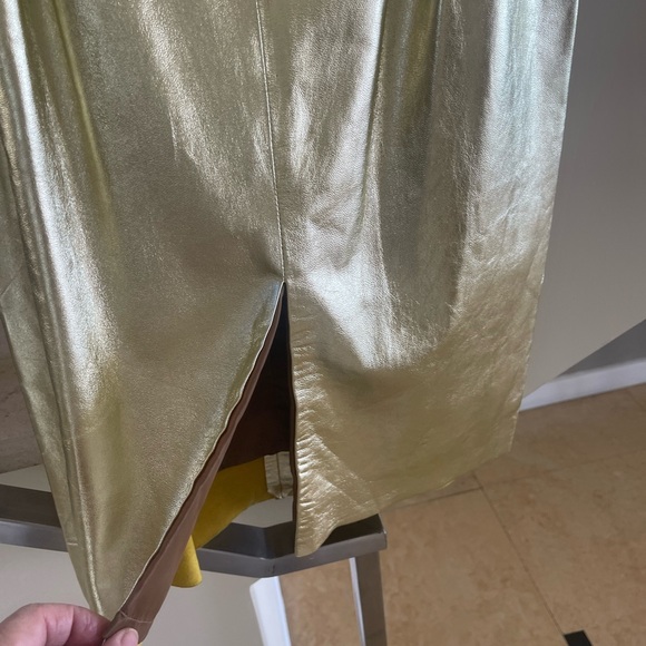 VINTAGE JILL STUART GOLD METALIC SKIRT - Picture 8 of 14